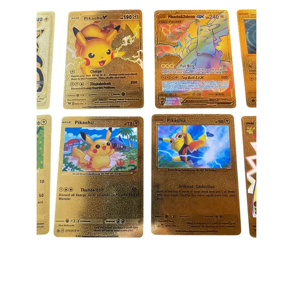 Fan Art lot of 10 Gold Pikachu‎ Pokemon Cards Set Lot Trading Collectible